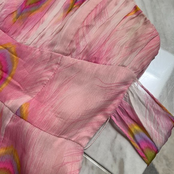 Nanette Lepore Pink Strapless Dress, Peacock Print - Picture 8 of 8